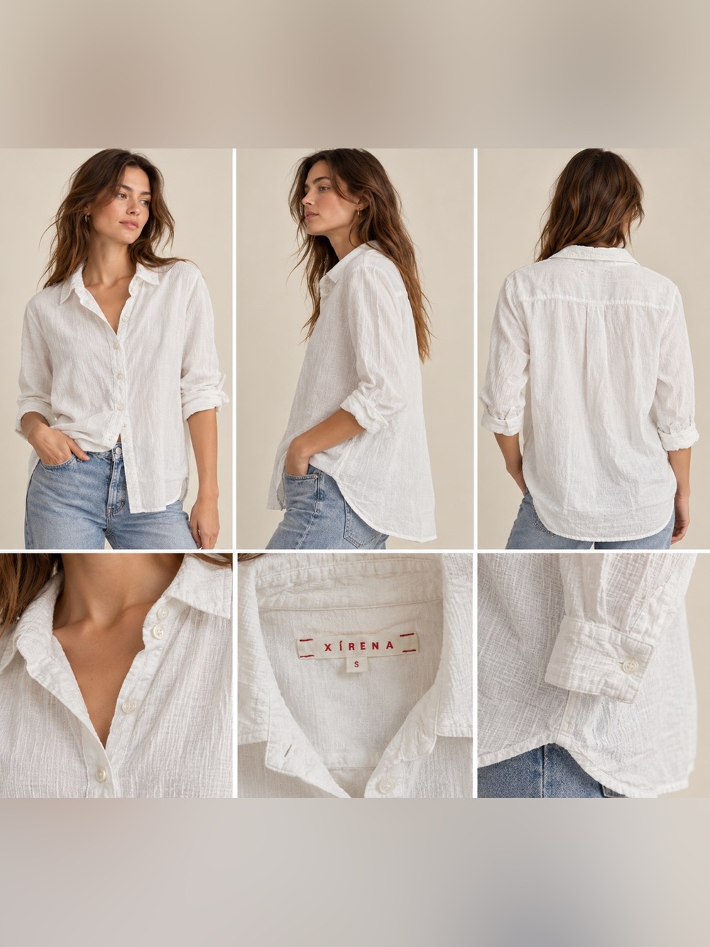 Xirena White Cotton Button Down Shirt Size Small